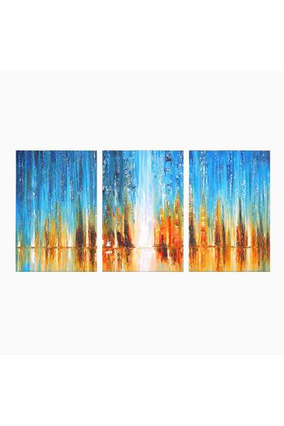 Luxcanva Set 3 Tablouri Canvas Cascadă Abstractă 150x70 cm (3 x 50x70) pe Cad...
