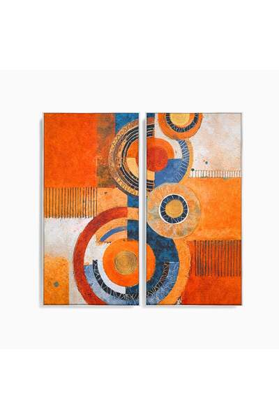 Luxcanva Set 2 Tablouri Canvas Geometrie Circulara 120x120 cm (2 x 60x120) cu...