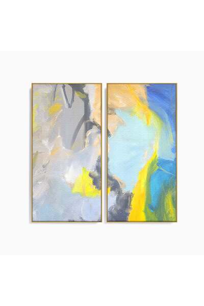 Luxcanva Set 2 Tablouri Canvas Relaxare 100x100 cm (2 x 50x100) cu Rama Auriu...