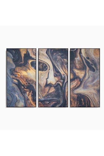 Luxcanva Set 3 Tablouri Canvas Abstract cm cu Rama Negru Culori Abstract Office