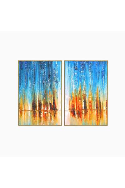 Luxcanva Set 2 Tablouri Canvas Cascadă Abstractă 160x120 cm (2 x 80x120) cu R...