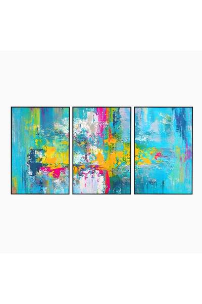 Luxcanva Set 3 Tablouri Canvas Modern Abstract 210x100 cm (3 x 70x100) cu Ram...