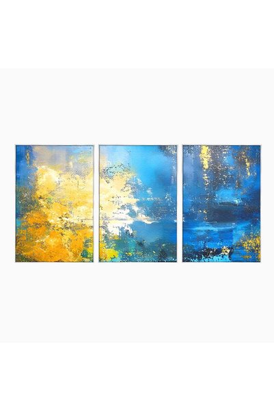 Luxcanva Set 3 Tablouri Canvas Mare Abstracta 120x60 cm (3 x 40x60) cu Rama A...