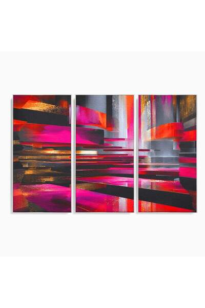 Luxcanva Set 3 Tablouri Canvas Arhitectura Abstracta 180x120 cm (3 x 60x120) ...