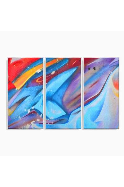 Luxcanva Set 3 Tablouri Canvas Colorful Graffiti 180x120 cm (3 x 60x120) cu R...