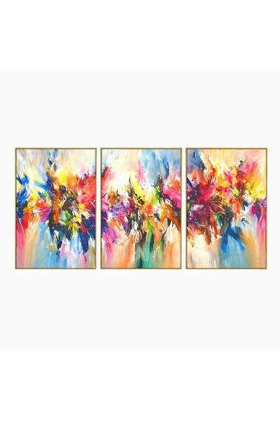 Luxcanva Set 3 Tablouri Canvas Dansul culorilor 150x70 cm (3 x 50x70) cu Rama...