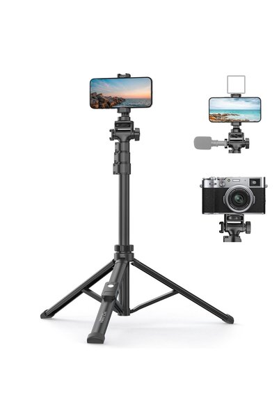 Toneof 170cm Phone Camera Tripod Stand with Remote & Phone Holder