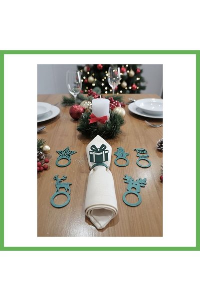 TheGencoo 3D Printed Set of 6 Christmas Napkin Rings, Christmas Table Decorat...