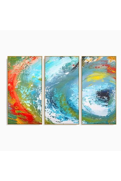 Luxcanva Set 3 Tablouri Canvas Vartejul Culorilor 150x100 cm (3 x 50x100) cu ...
