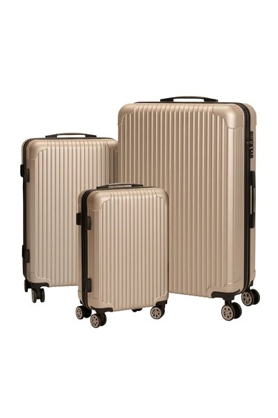 Relaxdays Set de cărucioare, 3 piese, 4 roți, carcasă rigidă, 3 mărimi, șampanie