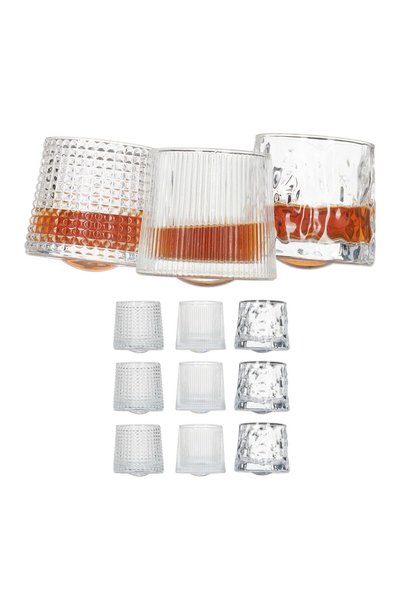 Relaxdays Σετ 9 ποτηριών ουίσκι 150 ml, διαφανή, 7,5x8 εκ.