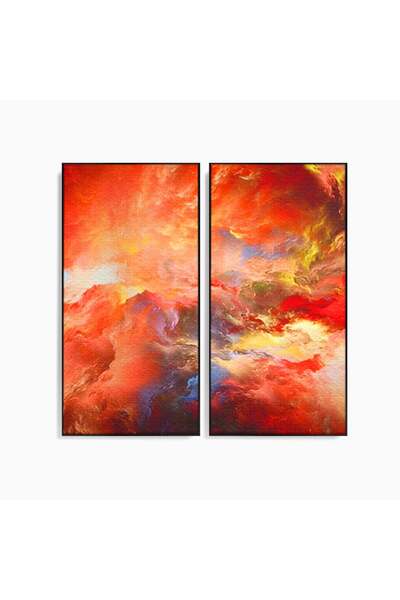 Luxcanva Set 2 Tablouri Canvas Abstract Red 140x140 cm (2 x 70x140) cu Rama N...