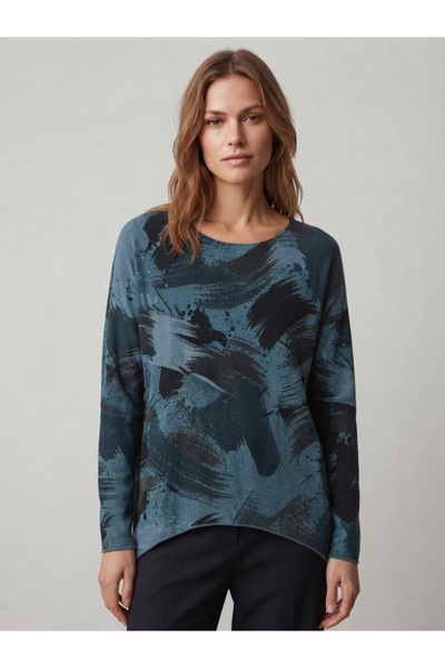 AYASOFYA OTANTIK Women's Italian Round-Necked Long-Sleeved Knit Blouse with B...