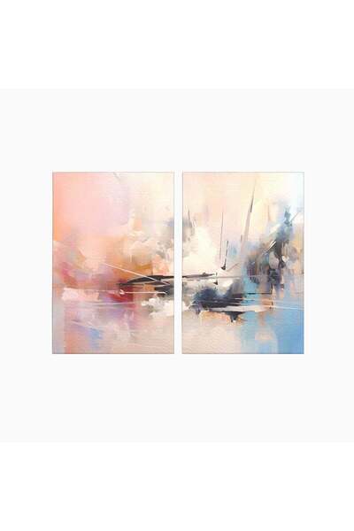 Luxcanva Set 2 Tablouri Canvas Linie Emotionala 160x120 cm (2 x 80x120) pe Sa...