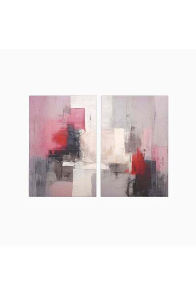 Luxcanva Set 2 Tablouri Canvas Abstract Rosu Si Negru 160x120 cm (2 x 80x120)...