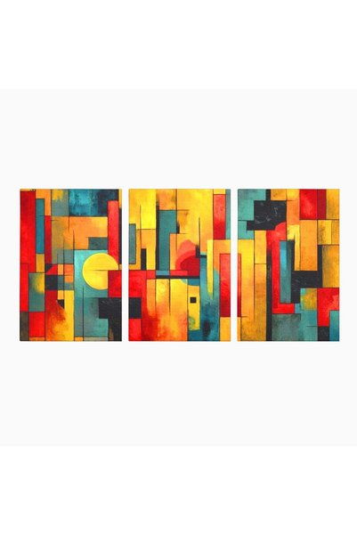 Luxcanva Set 3 Tablouri Canvas Orasul Culorilor 120x60 cm (3 x 40x60) pe Sasi...