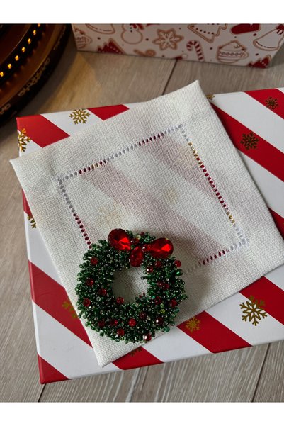 Hatice sakallı design 1 New Year's-themed wreath-patterned coffee-side servin...