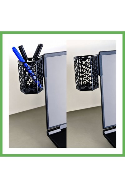 TheGencoo 3D-Printed Monitor Pen Holder - Hexagonal Laptop Edge Pen Holder wi...