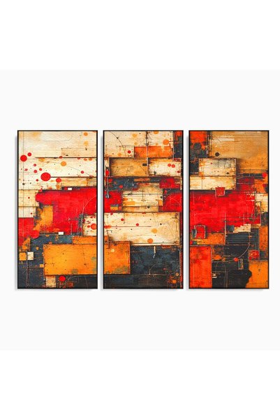 Luxcanva Set 3 Tablouri Canvas Straturi de foc si tacere 150x100 cm (3 x 50x1...