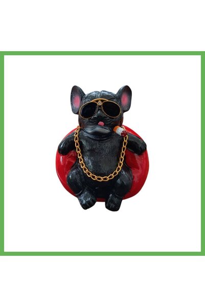TheGencoo Pitbull Figurine Dog—Sitting Model—Dashboard Car Decor, Black GEN01