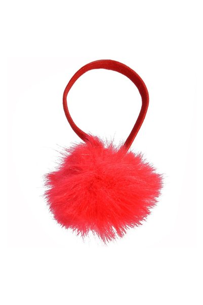 OEM Elastic de păr roșu cu blăniță decorativă, accesoriu festiv de Crăciun pe...