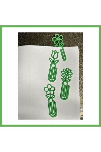 TheGencoo 3D-Printed Flower-Shaped Paperclips and Bookmarks - Set of 8 - Gree...