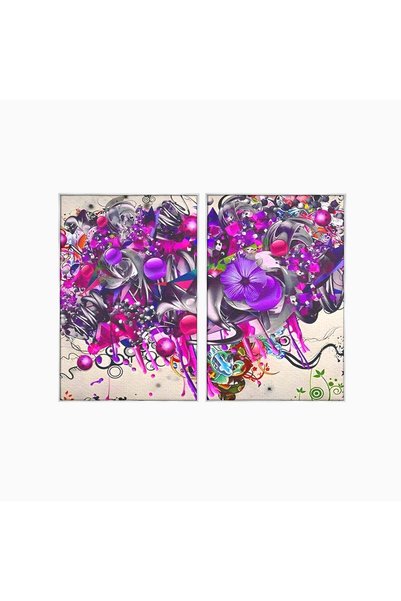 Luxcanva Set 2 Tablouri Artă pe Pânză Flori 140x100 cm (2 x 70x100) cu Ramă A...