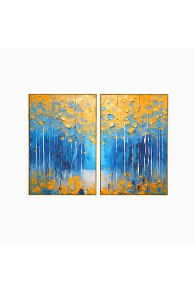 Luxcanva Set 2 Tablouri Canvas Abstract Autum Leafs 80x60 cm (2 x 40x60) cu R...