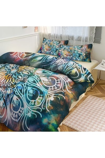 LEADER GLOBAL Elegant Boho Duvet Cover Set 3Pcs, Decorative Home Bedding Set