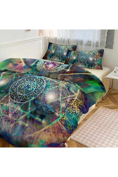 LEADER GLOBAL Bohemian Chic Bedding Set 3Pcs, All Weather Bedroom Bedding
