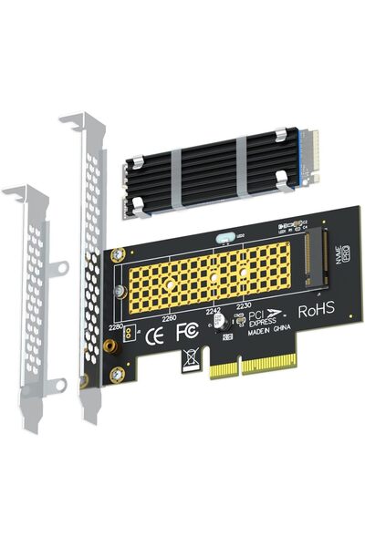 GLOTRENDS M.2 NVMe to PCIe 4.0 X4 Adapter with Heatsink, 2230-2280 SSD