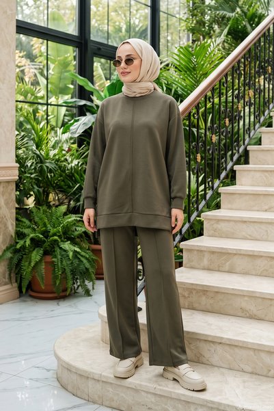 Lale Butik Set basic din tricou de jerseu cu tunica și pantaloni 002, culoare...