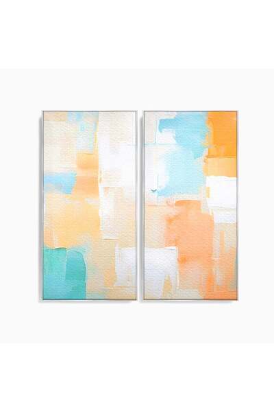 Luxcanva Set 2 Tablouri Canvas Culori Deschise Pictate 100x100 cm (2 x 50x100...