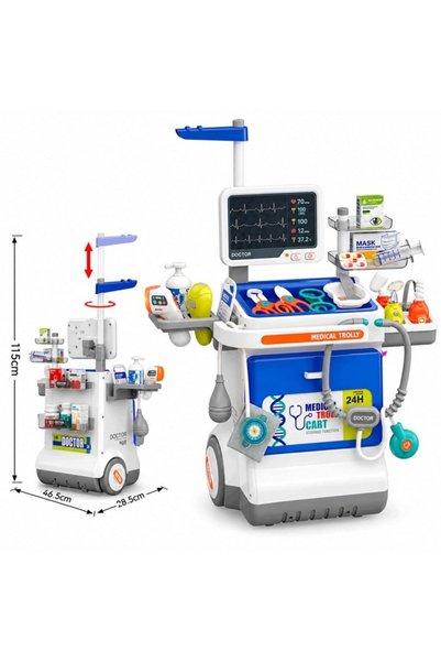 Matadi Doctor set with large medical trolley on wheels for children Medical C...