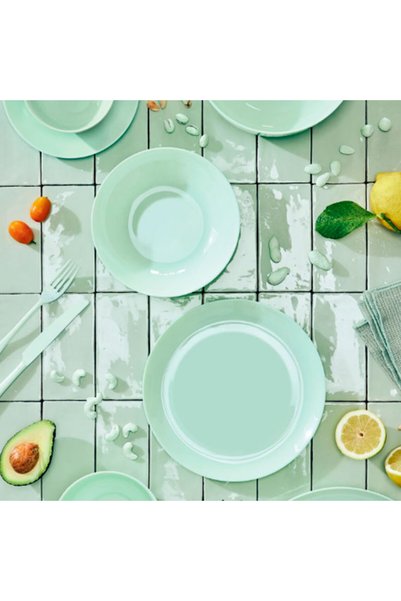 Luminarc Set veselă din sticlă Plumi Paradise Green ALIR-V9232, 18 piese
