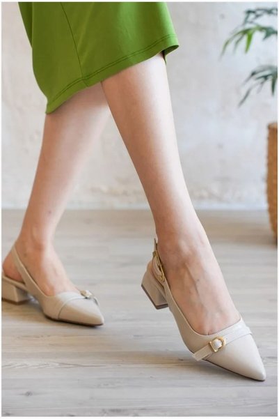 Nur store Çanta Women's Daytime Buckled Two-City Heeled Shoes · Color: Beige ...