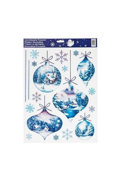 OEM Autocolante Decorative de Crăciun Ornamente Bleu cu glitter 30x42 cm, pen...