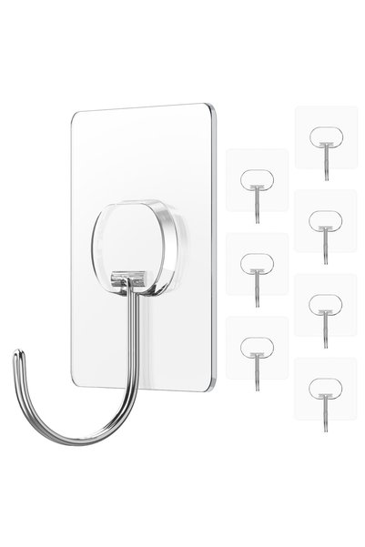 GENERAL Generic Wall Hooks 13lb(Max) Transparent Reusable Seamless Hooks,Wate...