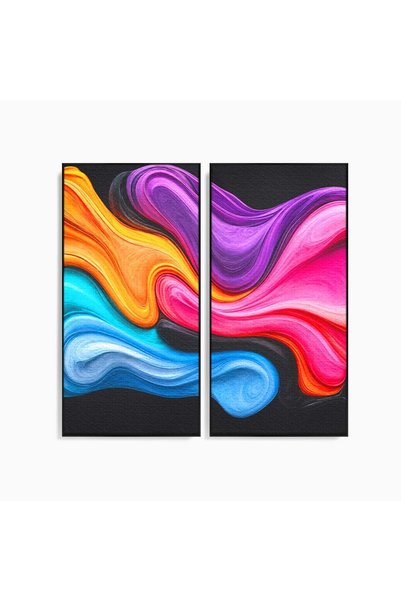 Luxcanva Set 2 Tablouri Canvas Vortexul Culorilor 100x100 cm (2 x 50x100) cu ...