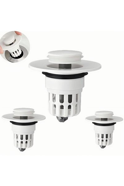Khazna 3Pcs Pop-up Sink Plug, Basin Press Filter Element, Sink Drain Strainer...