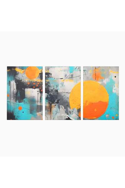Luxcanva Set 3 Tablouri Canvas Abstract Sun In Space 300x150 cm (3 x 100x150)...