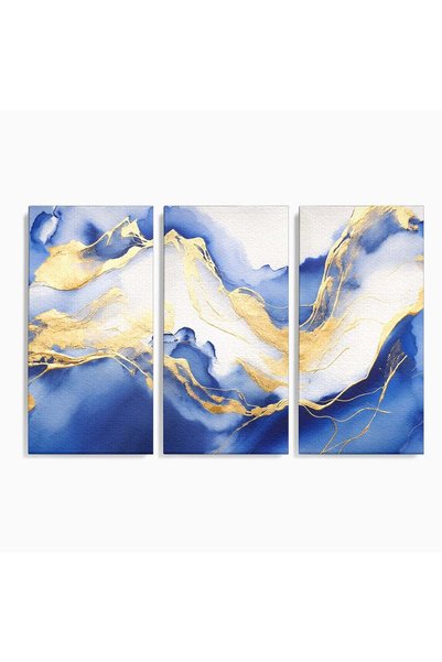 Luxcanva Set 3 Tablouri Canvas Valuri Abstracte 210x140 cm (3 x 70x140) pe Sa...