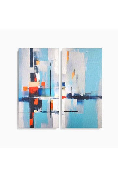 Luxcanva Set 2 Tablouri Canvas Abstract Geometric 140x140 cm (2 x 70x140) pe ...