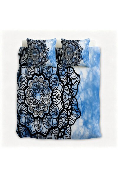 LEADER GLOBAL Boho Flannel Bedding 3 Pieces Set, Comfort Linen for Daily Bedr...