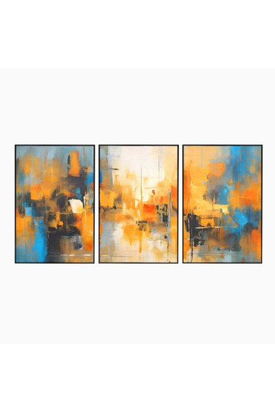 Luxcanva Set 3 Tablouri Canvas Reflexie Colorata 120x60 cm (3 x 40x60) cu Ram...