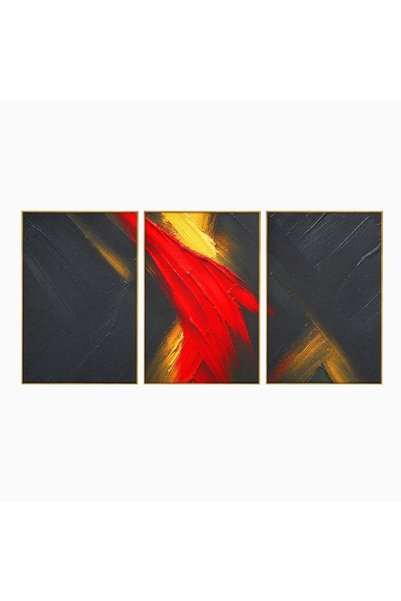 Luxcanva Set 3 Tablouri Canvas Explozie Abstracta 240x120 cm (3 x 80x120) cu ...