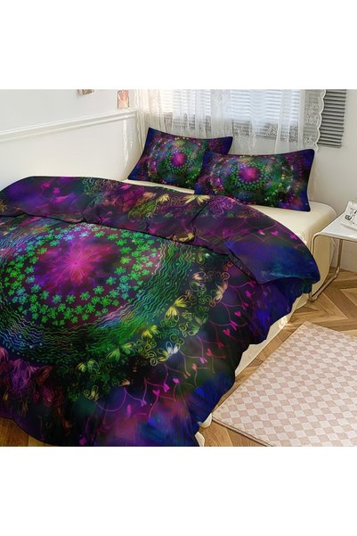 LEADER GLOBAL Boho Style Bedroom 3Pcs Bedding Set, Soft Pillow & Duvet Set