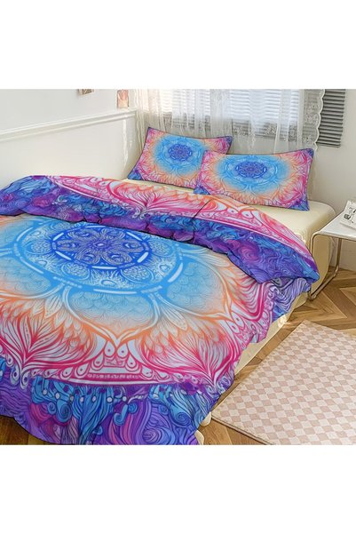LEADER GLOBAL Simple Boho Style 3 Pieces Duvet Cover Set, Fashion Bedding Kit