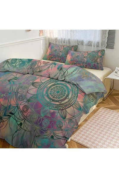 LEADER GLOBAL Comfortable Bohemian 3Pcs Bedding Set, Beautiful Duvet Cover Set