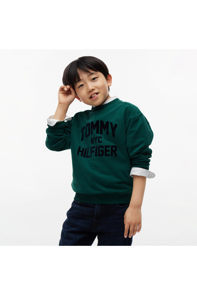 Tommy Hilfiger Brand Love Crew Kids' Green Sweatshirt
